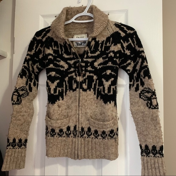 TNA Black & Taupe Lambswool Sweatshirt - Picture 2 of 7